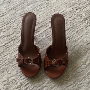 Brown Open Toe Mules Sandals